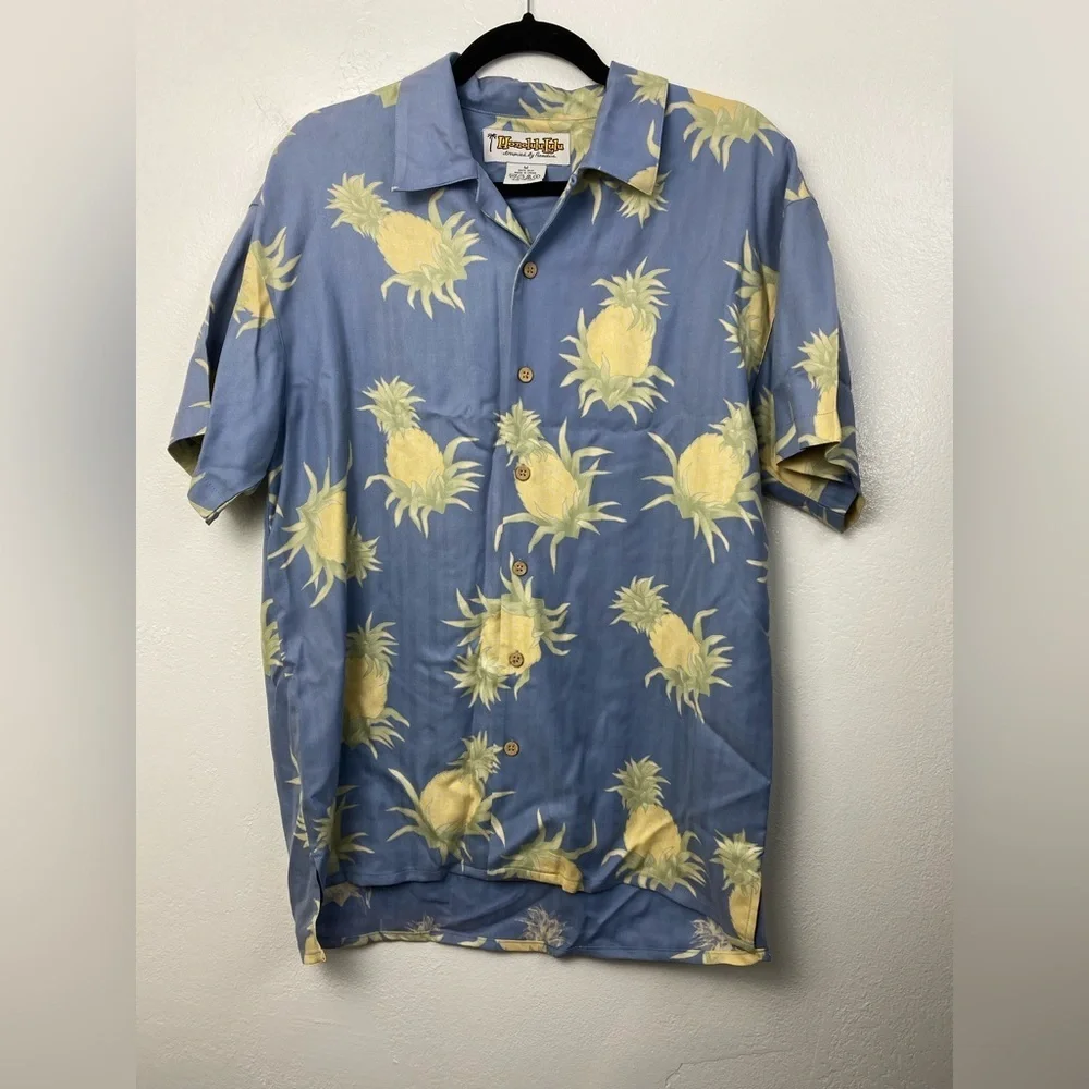 Vintage Silk Hawaiian‎ Honolulu Button Down Short Sleeve Summer Shirt Men Medium